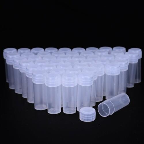 100PCS 5ml Plastic Sample Bottle Small Bottle Test Tube Mini Bottles Storage Containers White
