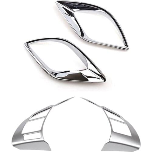 2Pcs Steering Wheel Switch Button Panel Cover for Mazda Cx5 2012-2016 & 2x Rear Bumper Reflector Fog Light Lamp Cover