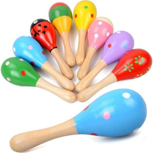 2 Pc High Quality Mini Wooden Ball Children Toys Percussion Musical Instruments Sand Hammer