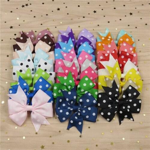 20PCS/LOT Lovely Dots Ties Only Bows Elastic Bands For Baby Girl Hairpin Clips Goth Pins Scrunchy Kids Hair Accessories 2021 NEW