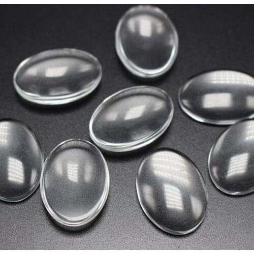 25 Transparent Clear Oval Dome Flatback Glass Cabochon 18X25mm