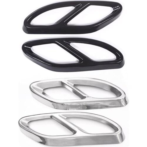 4 Pcs for Mercedes Benz GLC a B C EClass W205 Coupe W213 W176 W246 2016-17 AMG Exhaust Cover 304 Steel(Silver &Black)