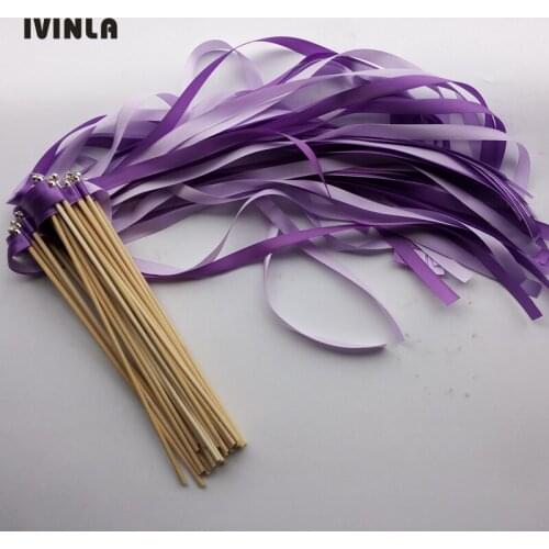 60pcs/lot light purple wedding wands with sliver bell for wedding decoration
