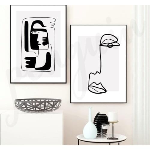 Abstract Line Draw Face Canvas Poster Nordic Style Print Wall Art Painting Decor Pictures Minimalist Home Decoration