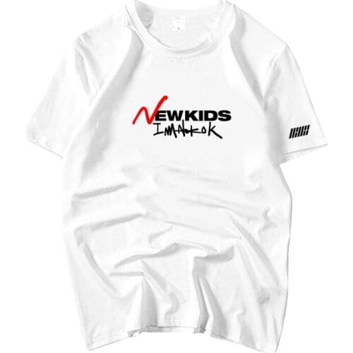 Summer style ikon album new kids i'm ok same printing o neck short sleeve t shirt kpop k-pop unisex loose t-shirt b.i bobby tees