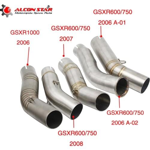 Alconstar-Motorcycle Exhaust Muffler Middle Link Pipe Connector for Suzuki GSXR600/750 K6 K7 K8 2006 2007 2008 GSXR1000 2006