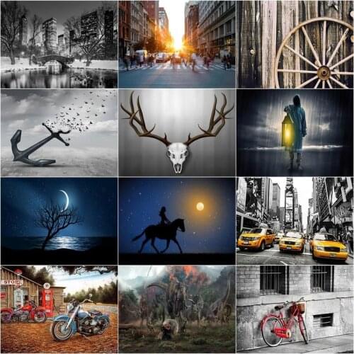 GATYZTORY 5D Diamond Painting Full Drill Square City Street Landscape Diamond Art Embroidery Cross Stitch Home Decoration