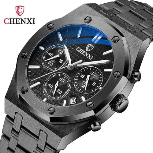 CHENXI Fashion Business Mens Watches Top Luxury Brand Quartz Watch Men Stainless Steel Waterproof Wristwatch Relogio Masculino
