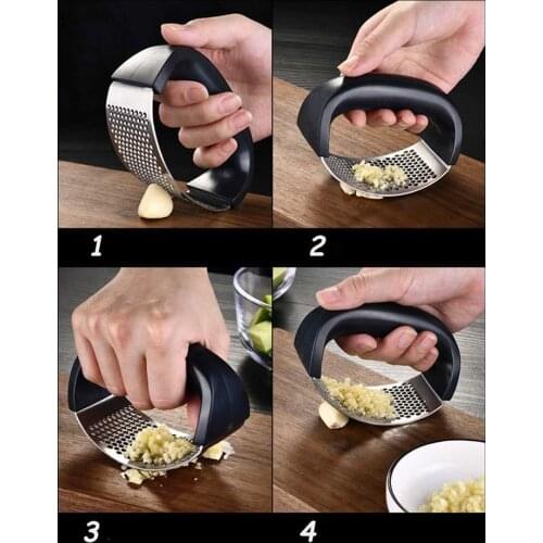 Hot Garlic Presses Manual Curve garlic Cutter 304 Stainless Steel Kitchen Tool Vegetable Chopper Grinding Ginger Cooking Gadgets
