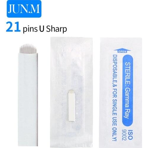 100PCS Tattoo Needles 21 U Shape Blades 21 Pins Flex Curved Microblading Permanent Makeup For 3D Embroidery Manual Pen Machine