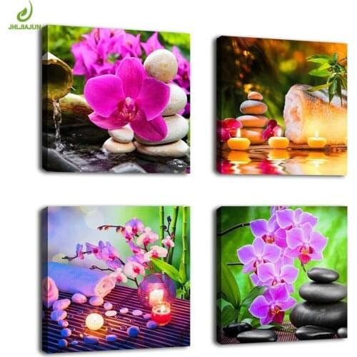 JHLJIAJUN 4 Modern Piece Pink Flowers Canvas Decoration Home Modular Picture Art Decorative Home Decor Nordic Home Decor Posters