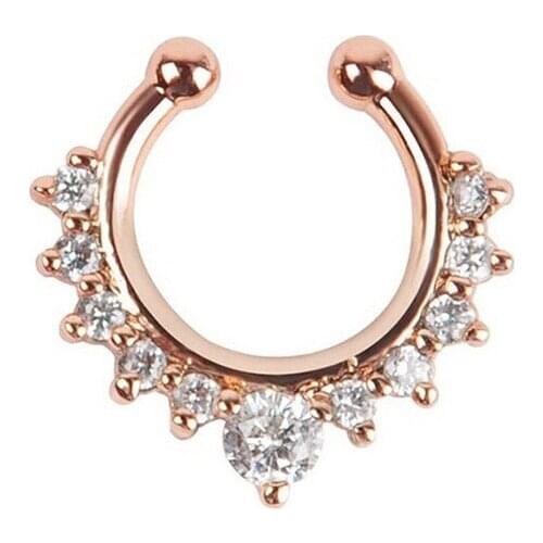 Newly Nose Ring Piercing Crystal Fake Septum Piercing Hanger Clip On Body Jewelry Nose Hoop