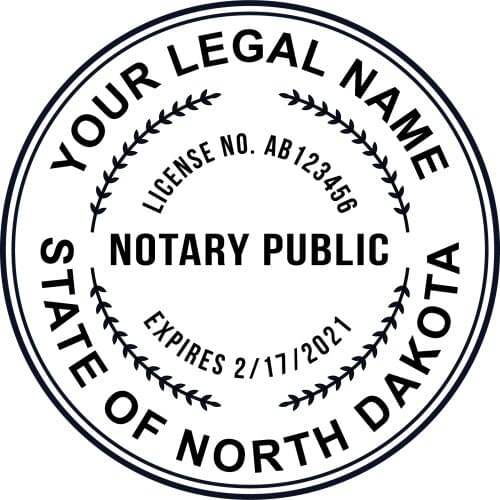 Bbloop Round Notary Stamp for the State of North-Dakota