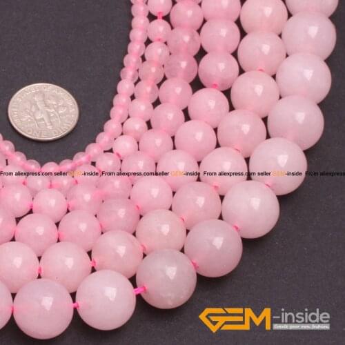 Round Pink Jades Beads Fashion Jewelry Bead DIY Bead For Women Bracelet & Necklace Making Strand 15" Wholesale