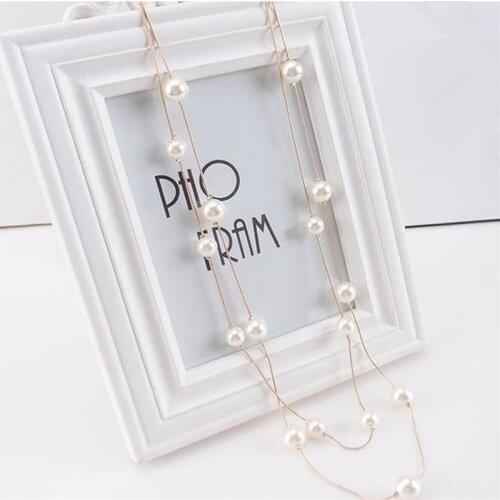 Hot Sellings Korea multi-storey Elegant Sweater Chain Jewelry double-layer Imitation Pearl Long Necklace Top Quality Wholesale