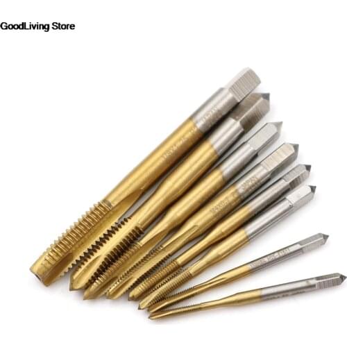 M2/M2.5/M3/M3.5/M4/M5/M6/M8 HSS Titanium Machine Right Hand Tap Drill Spiral Point Thread Plug Handle Taps