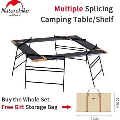 Naturehike Multifunctional Splicing Camping Table Portable Detachable Picnic Table Travel Folding Iron Cooking Sundry Shelf