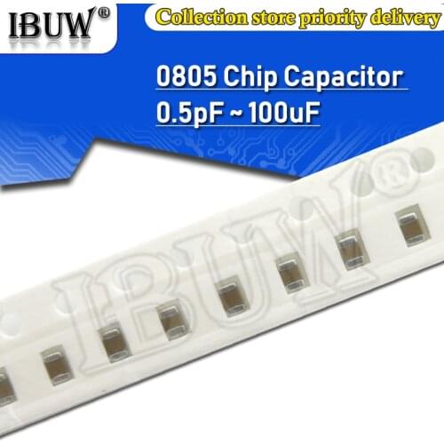 100pcs 0805 SMD Chip Multilayer Ceramic Capacitor 0.5pF - 47uF 10pF 22pF 100pF 1nF 10nF 100nF 0.1uF 1uF 2.2uF 4.7uF 10uF 22uF