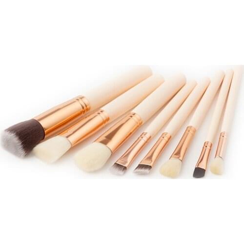 GUJHUI 8pcs Wood Handle Makeup Brushes Foundation Powder Eyeshadow Blending Blush Face High Quality Cosmetic Beauty Make Up Set