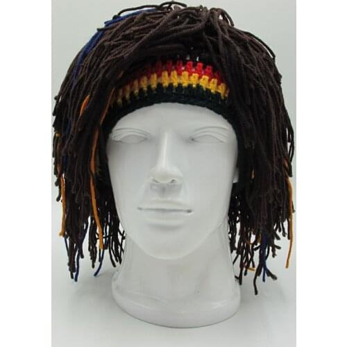 New Rasta Wig Beanie Mens Caps Handmade Crochet Winter Warm Hat Halloween Xmas Birthday Gifts Funny Hat Party Balaclava