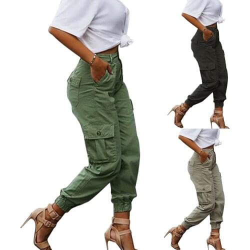 Autumn Women Cargo Pants Multi Pockets High Waist Trousers Loose Cargo Casual Sweatpants Hip Hop Punk Harajuku Streetwear Pants