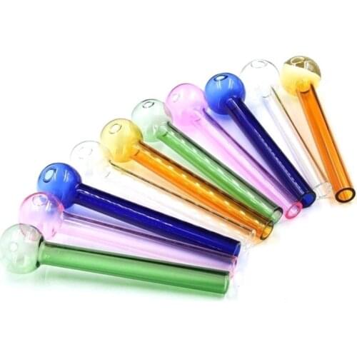 Portable colorful Round head Borosilicate Glass Tube Pipe straw Pipes Gift for Juice milk beverage drink