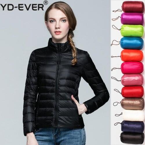 Down Parka Women Ultra-light Thin Down Jacket 2020 Autumn Winter Slim Short Hooded Warm White Duck Down Coat Womens Outerwear