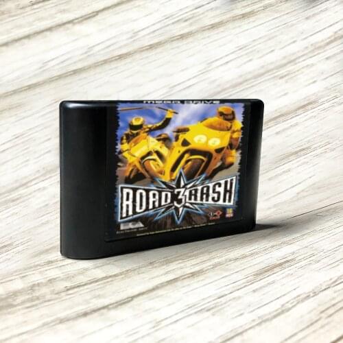 Road Rash 3 - EUR Label Flashkit MD Electroless Gold PCB Card for Sega Genesis Megadrive Video Game Console