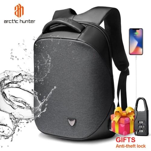 ARCTIC HUNTER Anti-theft Men USB Charging Backpack Headphone plug 15.6" Laptop Backpack waterproof Business Large Travel bag