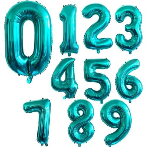 Tiffany Blue Number Balloons 32 Inch Foil Balloons Happy Birthday Party Decor Ball Baby Shower Wedding Decoration Supplies