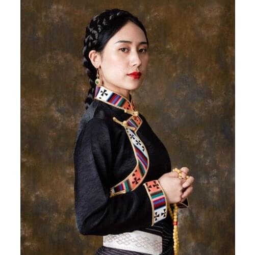 Traditional Tibetan shirt Women blouse Long sleeve Chinese folk tops Spring