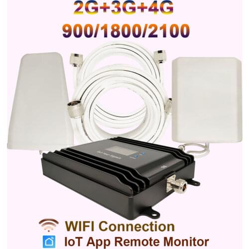 EasyBoost Tri band 900/1800/2100 2G 3G 4G Signal Booster LTE 4G Repeater With Dynamic LCD With Full Kit