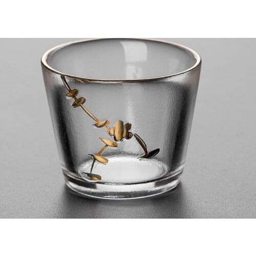 Thicken Heat-resistant Glass Teacup Chinese Kung Fu Tea Cup Transparent Master Cup Art Small Teacups Home Decoration Accessories