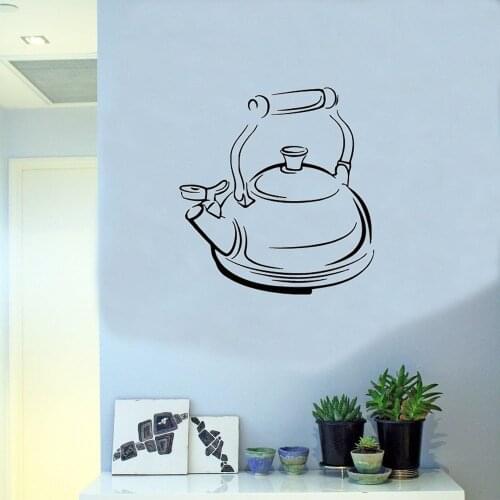 WJWY Teapot Tea Time Cafe Interior New Design Art Mural Wall Vinyl Home Decor Kithchen Wall Sticker Poster Wallpaper
