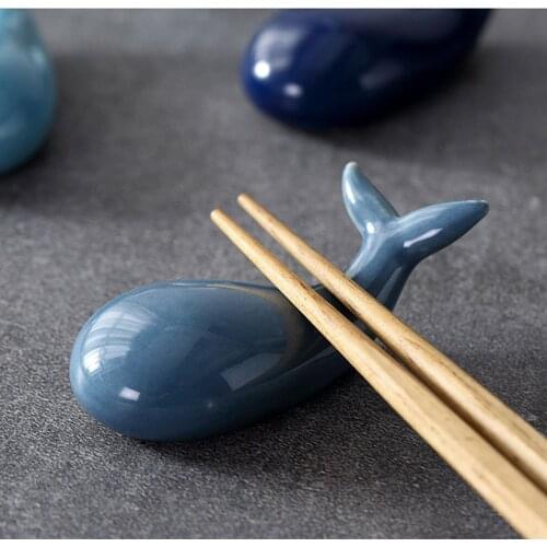 1PC Cute Chopsticks Holder Dolphin Shaped Spoon Fork Holder Stand Home Table Decoration Kitchen Rack Porcelain