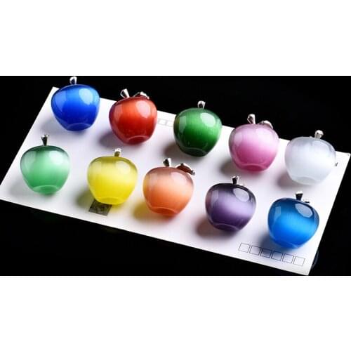 1PC Natural Crystal Cat Eye Crystal Apple Mineral Jewelry Home Study Decoration Couple Decoration DIY Gift Free Shipping