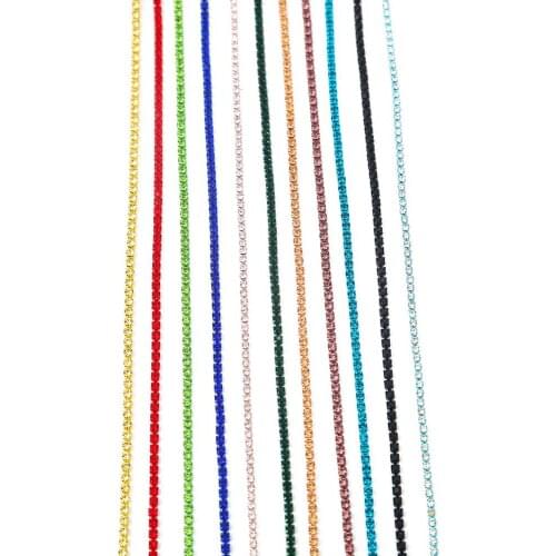 2 2.4 2.8mm Sew On Color Chain Crystal Rhinestone Chain Dense Claw Glass Rhinestone Trim DIY Accessories 12 colors to choose