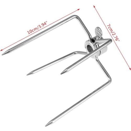 2pcs/set Stainless Steel BBQ Forks Charcoal Chicken Grill Rotisserie Meat Fork P0RE