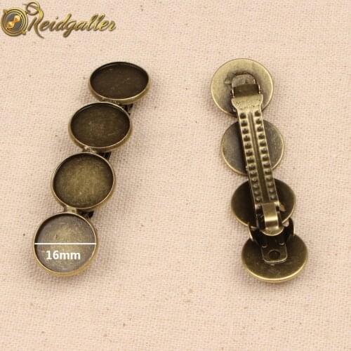 20pcs Fit 16mm Round Hair Clip Cabochon Settings 4 circles antique bronze Hairgrip Base Trays diy jewelry accessories