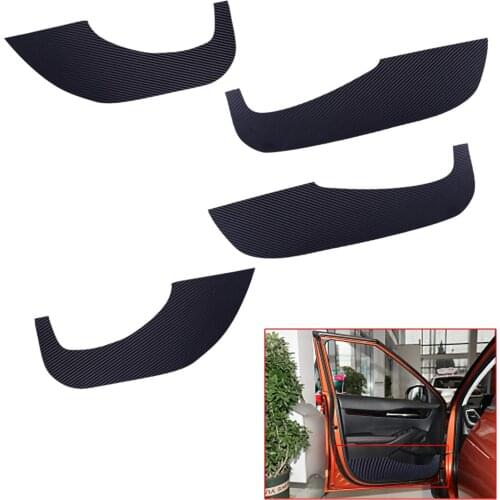 4pcs/Set Interior Car Door Anti-Kick Pad Cover Trim Fit for Kia Seltos 2020 2021 Carbon Fiber Texture PU Leather
