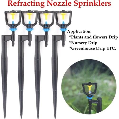 5Pcs Black Yellow Blue Box Rotary Nozzle Irrigation Sprinkler Nozzle Support Spike Watering Sprinklers Stakes Water Connectors