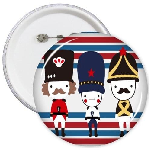 5pcs Colorful Soldier UK England Landmark Flag Mark Illustration Pattern Round Pin Badge Button