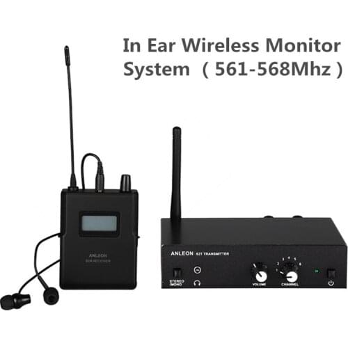 For ANLEON S2 Stereo Wireless Monitor System Wireless Earphone Microphone Transmitter System 526-535MHZ 100-240V NTC Antenna
