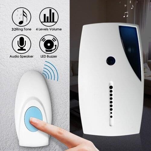 Wireless Doorbell 100m Range Cordless Music Door Bell With LED Light Remote Control Home Security System Easy Installation