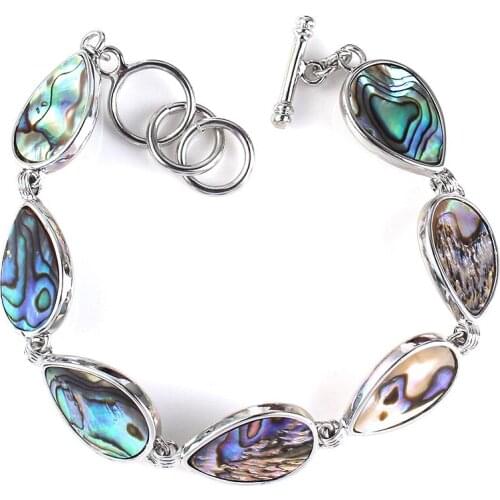 Silver Plated Water Drop Abalone Shell Bracelet Easy Hook Attractive Design Jewelry
