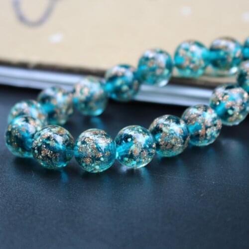 10PCS 12mm Luminous Lampwork glass beads Handmade inner shinning Powder Teal Green color