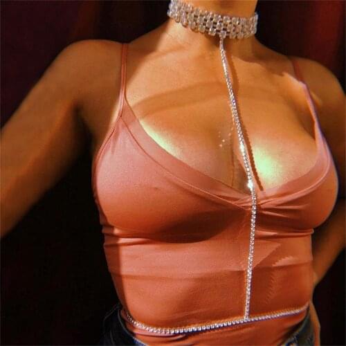 Luxury Multilayer Shiny Rhinestone Necklace Body Jewelry Personality Lady Long Siamese Waist Chain Body Chain Accessories Gift