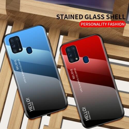 MAKAVO For SamSung Galaxy M31 Case Cover Luxury Gradient Tempered Glass Phone Cases For Samsung Galaxy M21 M31S M31 Fundas