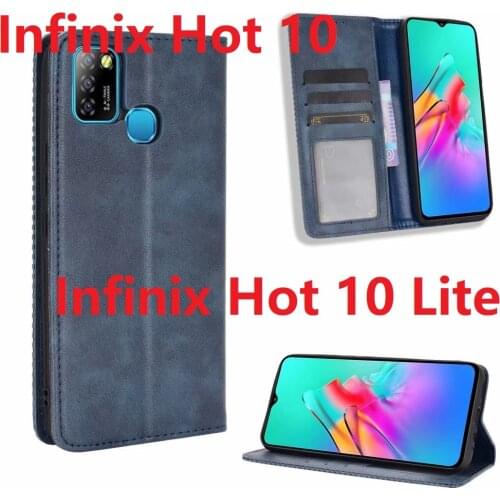 Wallet PU Leather For Infinix Hot 10 Lite Case Magnetic Book Stand Flip Card Protective Infinix Hot 10 Play Cover