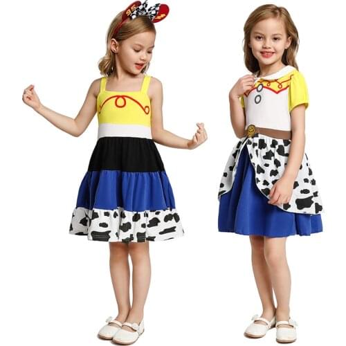 Girls Jessie Costume Dress Up Kids Baby Cosplay Costume Princess Dress Cowgirl Costume Toy Story Woody Costume Clothing Set